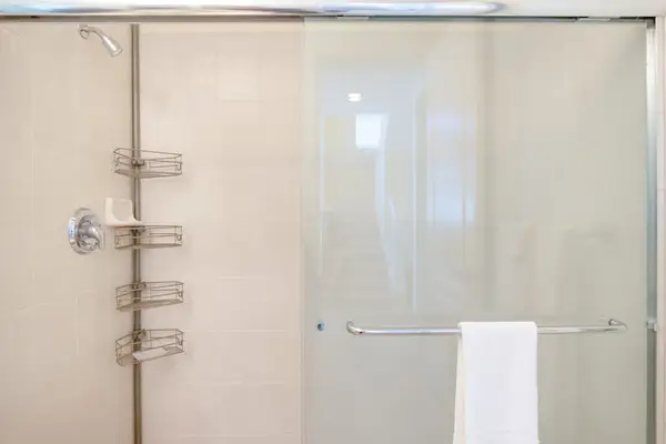 Glass Walk-In Shower with Built-In Storage & Showerhead