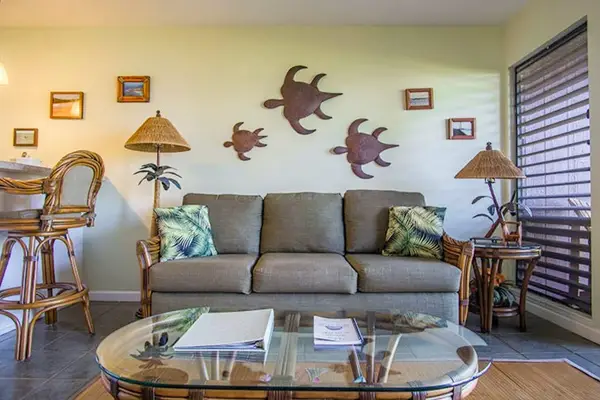 Inviting living room with cozy sofa and functional center table for relaxation