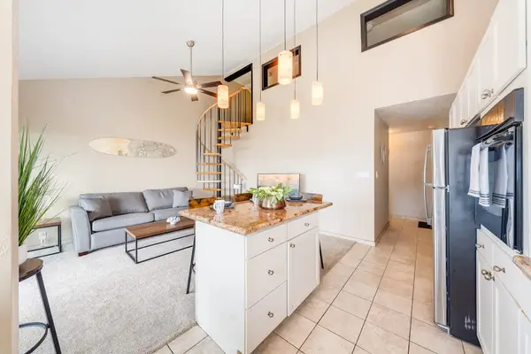 Modern living room with stainless steel appliances