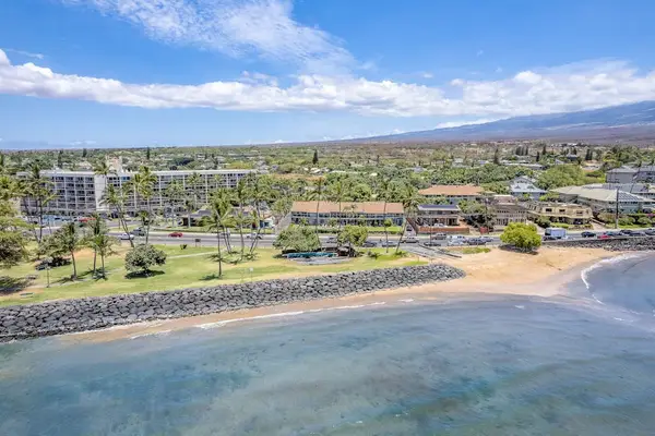 Aerial view of the resort community by the bay