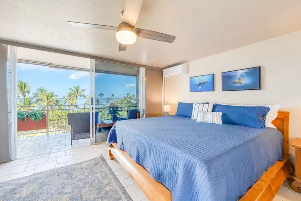 Master bedroom with king bed and private access to the private penthouse double lanai.