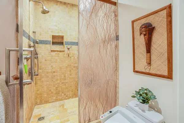 Walk In Shower With Tropical Style