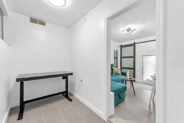 Workspace with desk for remote work