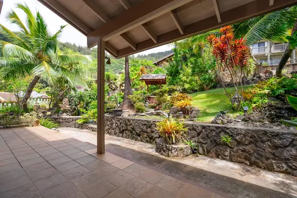 Covered patio with outdoor seating for fresh air