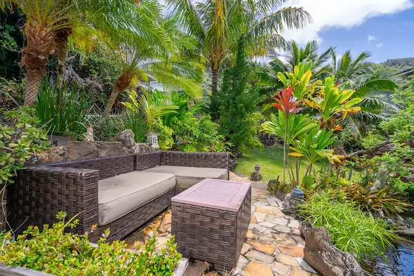 Tropical backyard garden with greenery to explore