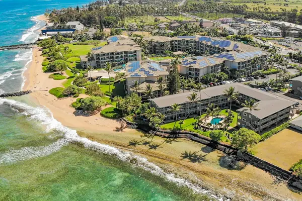 Overhead view of the property and surrounding area