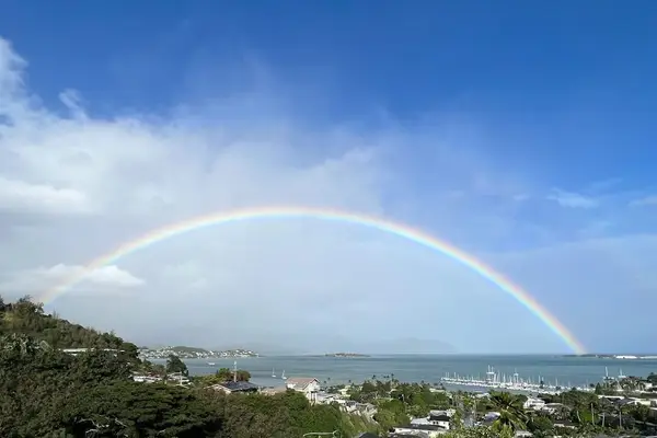 Rainbow views brighten the island landscape