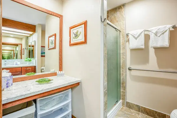 Bright guest bathroom with modern fixtures for comfort
