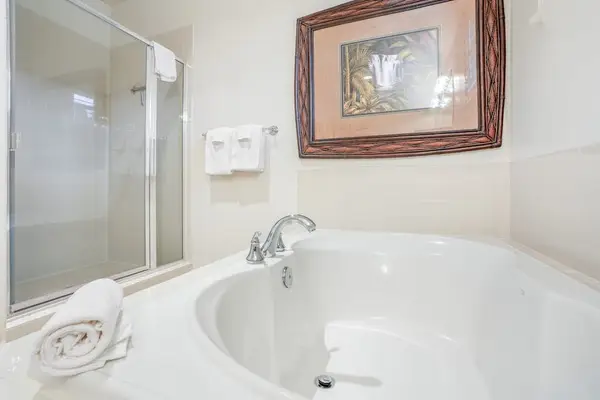 Master bathroom garden tub, soak all of your cares away.