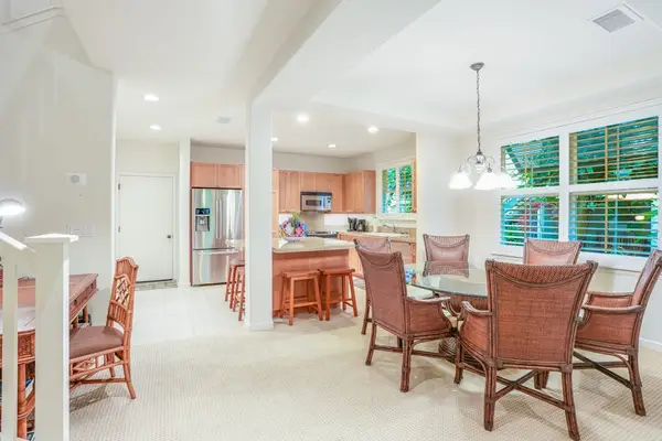 Large dining room table for all of the family meals from home.