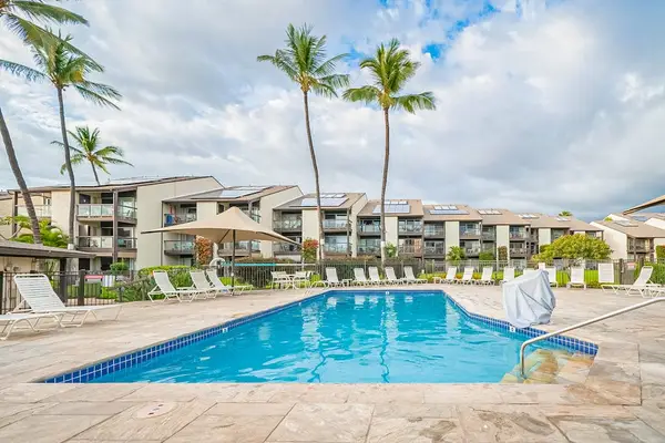 Sparkling Resort Pool Surrounded By Palms