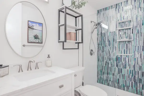 Spa Inspired Bathroom With Designer Tile Shower