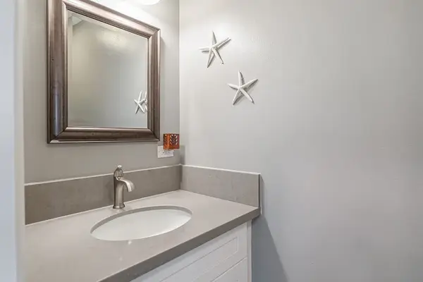 Convenient half bathroom for quick refreshes