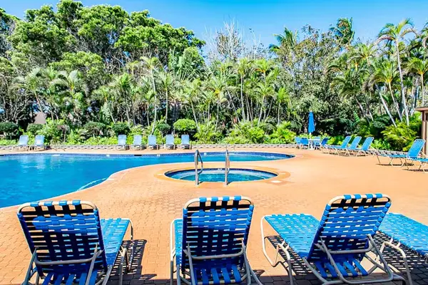 Sparkling resort pool offers the perfect place to relax and cool off daily