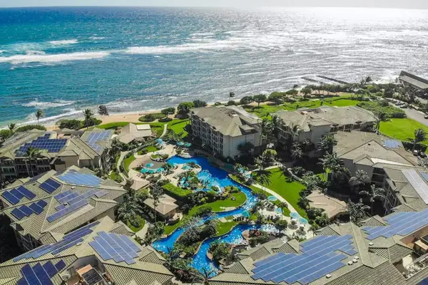 Aerial View of Beachfront Waipouli Beach Resort & Ocean Coast