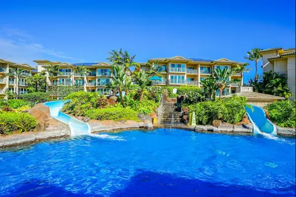 Resort Swimming Pool Complex with Dual Water Slides