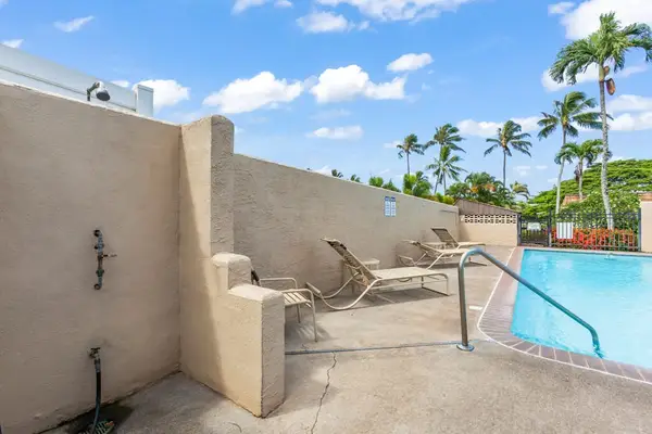 Poolside outdoor shower for added convenience