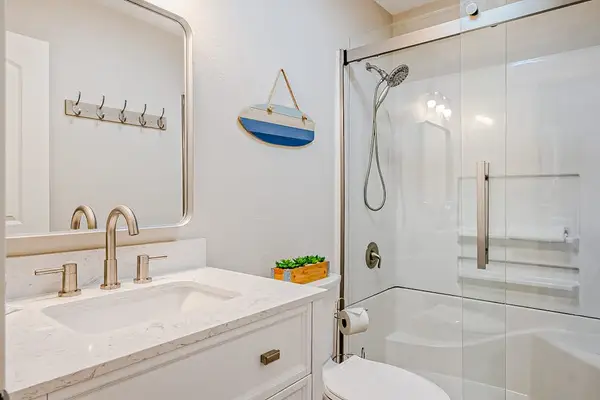 Fresh Full Bathroom With Tub And Shower