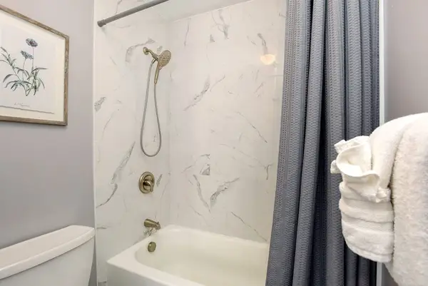 Fresh Full Bathroom With Tub And Shower