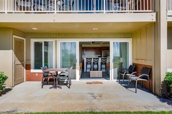 Lanai with comfortable seating for unwinding outside