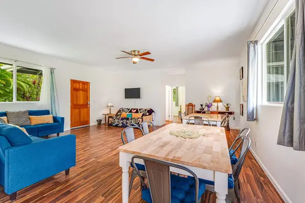 Large dining room table perfect for a dinner in or a great game night.