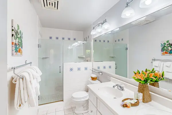Refresh and recharge inside this bright bathroom designed for relaxing daily routines