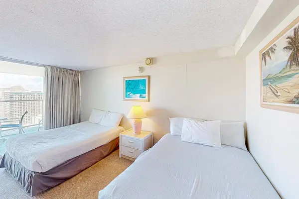 Comfortable studio with two double beds for restful stays