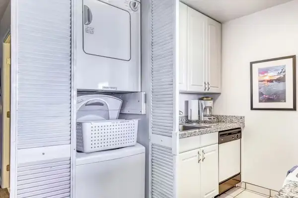 Stackable washer and dryer for your convenience, which allows you to pack lite.