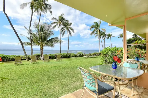 Marvelous patio lanai with views of the Pacific Ocean.  Ground floor unit with easy access to walk out and explore.