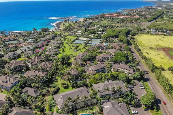 Scenic aerial view of the surrounding resort and coastline