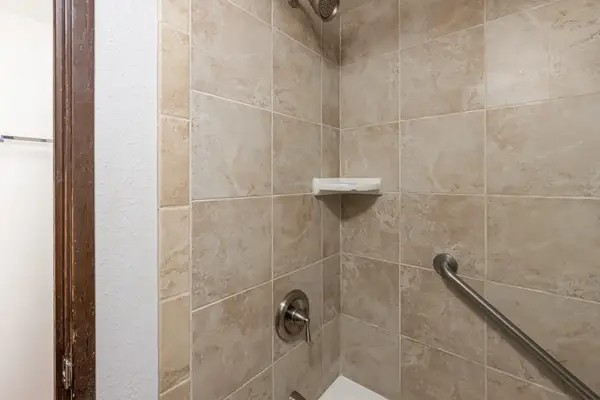 Walk-In Shower With Safety Grab Bar