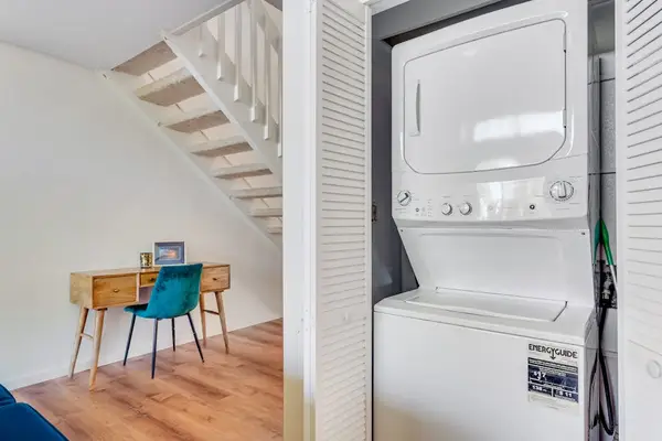 In-home stackable washer and dryer let you pack light and enjoy the convenience of doing laundry during your stay.