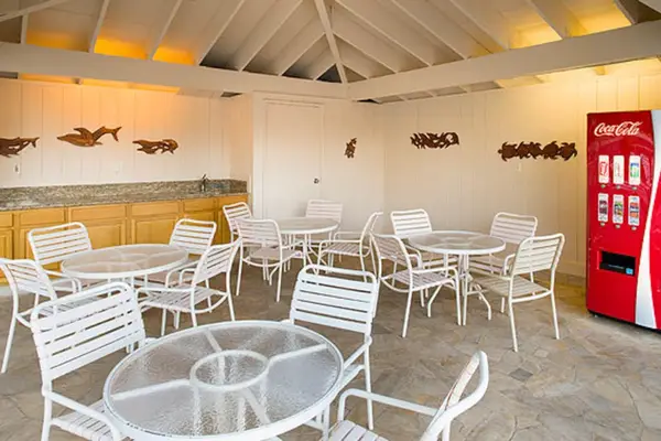 Unwind in the covered resort courtyard, with plenty of seating and refreshments conveniently available nearby