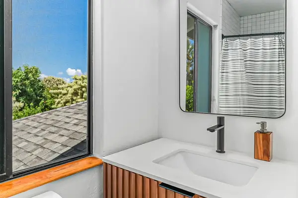 Spa-Inspired Vanity With Garden Views