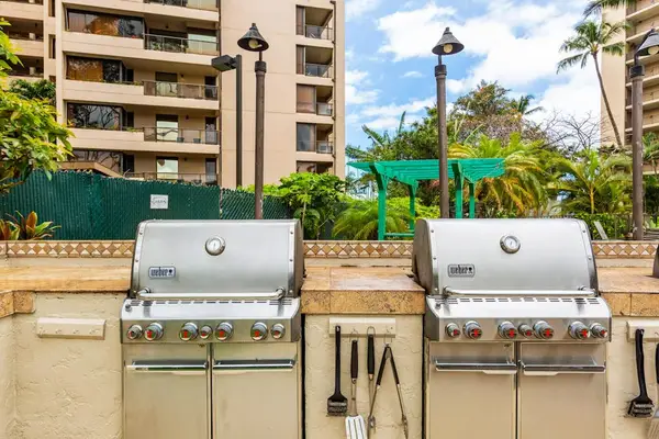 Gather with family and friends at the outdoor grills