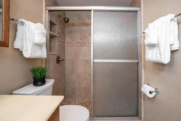 Modern bathroom with ample vanity space