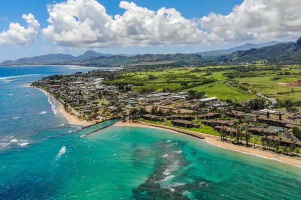 Aerial views of the Hawaiian coastline.