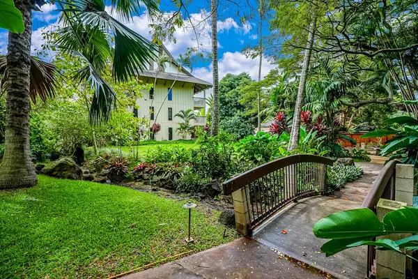 Tranquil garden courtyard with shaded pathways