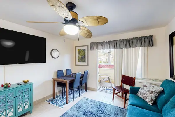 Bright living room with cozy seating