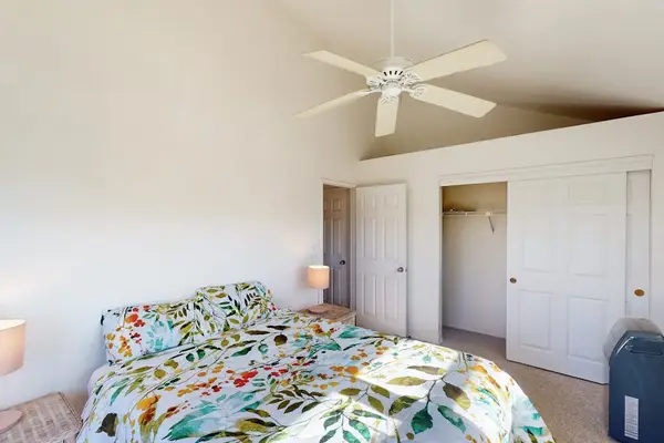 Master bedroom with king bed and lots of closet space.