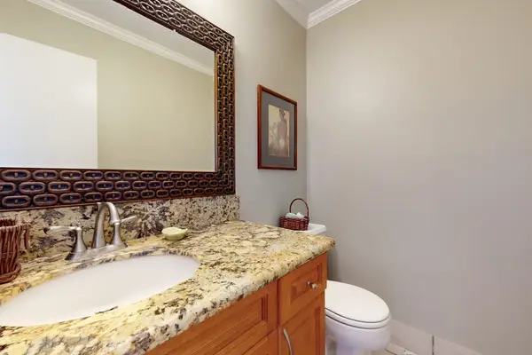 Convenient downstairs half bathroom adds extra comfort during your stay every day