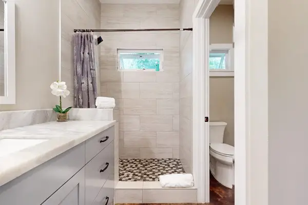 Bright Bathroom With Walk-In Shower