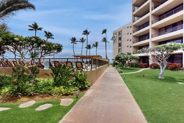 Beautiful courtyard surrounded by tropical landscaping