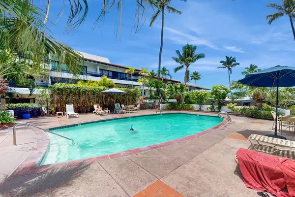Poolside retreat features swimming water sun loungers and tropical landscaping