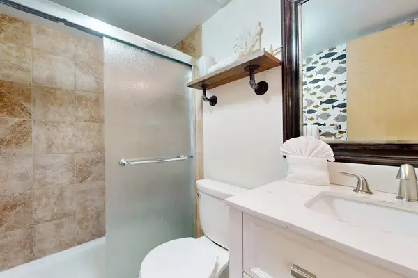 Updated Bathroom with Glass Walk-In Shower