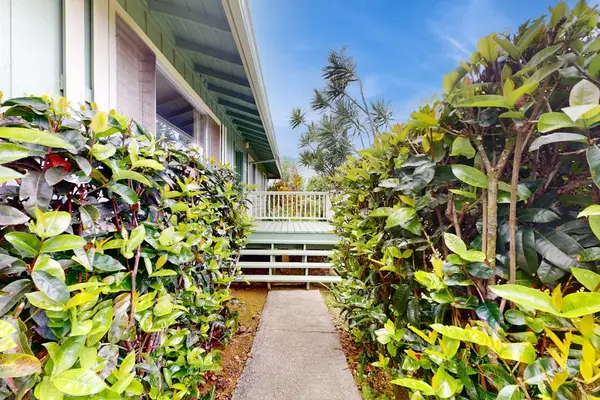 Lush tropical foliage surrounds this lovely home.