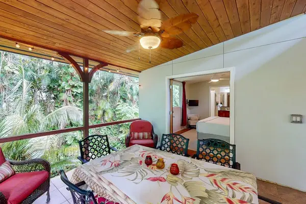 Peaceful lanai with lush jungle views