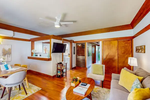 Living room with a comfortable sofa bed for any extra company and a flat screen tv.