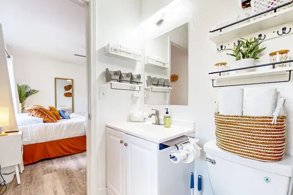 Master bathroom with tub/shower combo.
