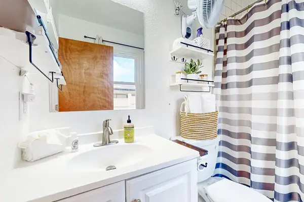 Master bathroom with tub/shower combo